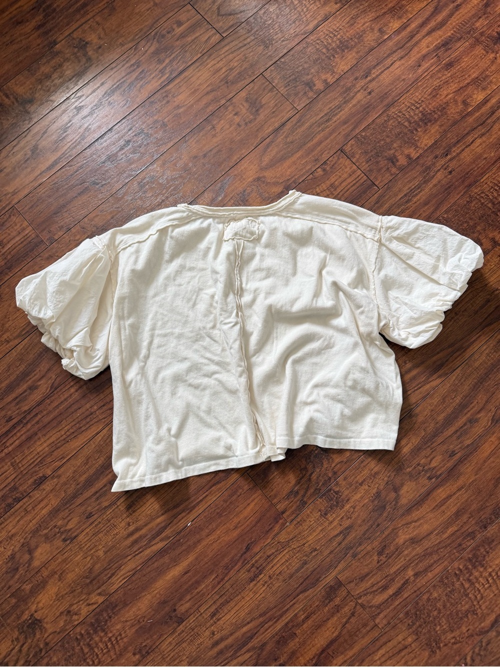 We The Free Blossom Tee Puffy Sleeve 100% Cotton Top White | Size M - Picture 7 of 7